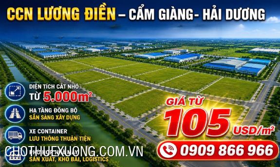 Chuyển nhượng đất từ 5000m2 tại Cụm CN Lương Điền, Cẩm Giàng- Hải Dương 1