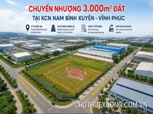 向永福省南平川工业园转让 3,000 平方米土地。